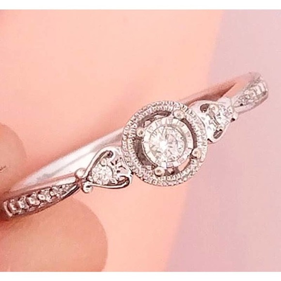 Diamond Promise, Engagement Ring 10K White Gold REAL DIAMONDS - Picture 1 of 10